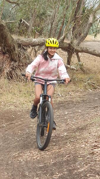 vedanshi on bike