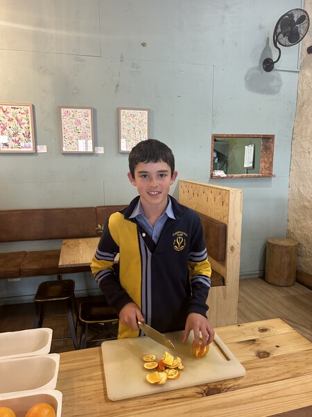 Henry preparing fruit